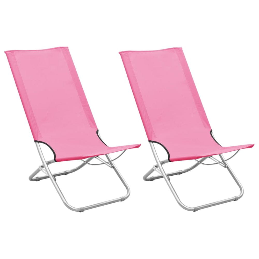 Petromila vidaXL Skladacie plážové stoličky 2 ks ružové látka